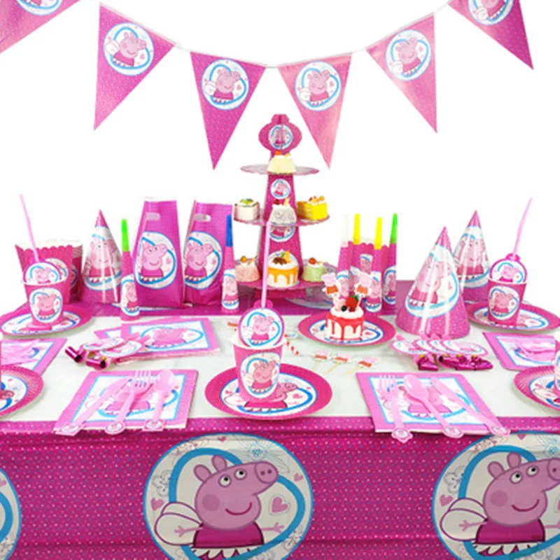 

15 Style Peppa pig George pig Family Party Toys Set Cartoon Anime Figure Model Tableware party decoration toy Christmas Gift