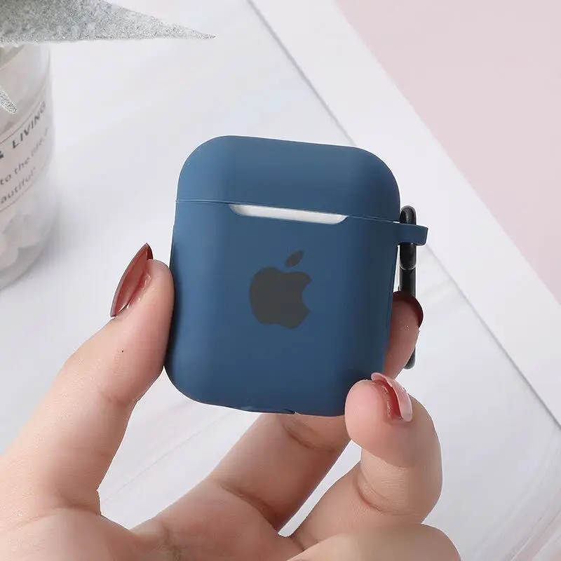 Для Apple AirPods 2 1 Аксессуары для наушников Мягкий чехол милый логотип беспроводной Bluetooth защитный чехол с крючками сумка