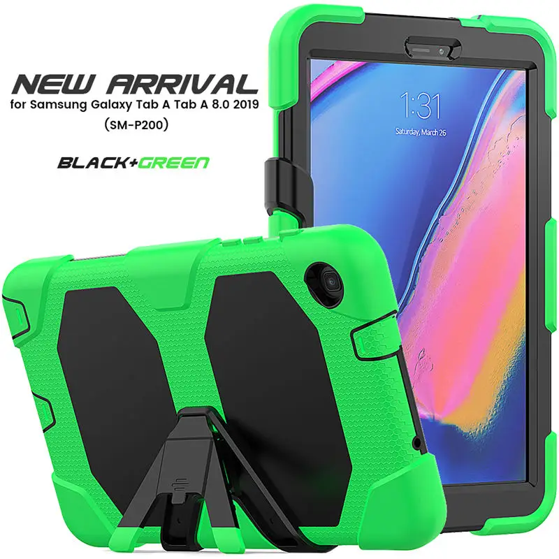 Чехол для Samsung Galaxy Tab A 8,0 с S Pen 8,0 SM-P200 P200 P205 P207 чехол Funda противоударный сверхмощный с подставкой Capa - Цвет: light green