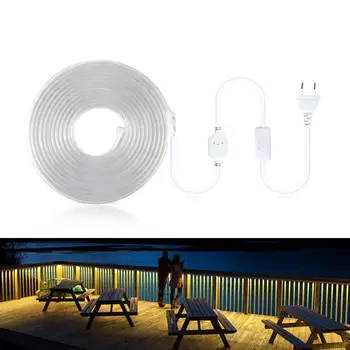 

Path lights 220V LED Strip light With Switch EU Plug Waterproof Lamp Outdoor Garden Stairs LED Strip High Lumen Backlight