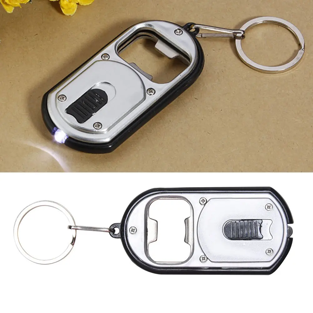 Multi-Purpose 2-in-1 Keychain Key Ring LED Light Flashlight Torch Bottle Opener