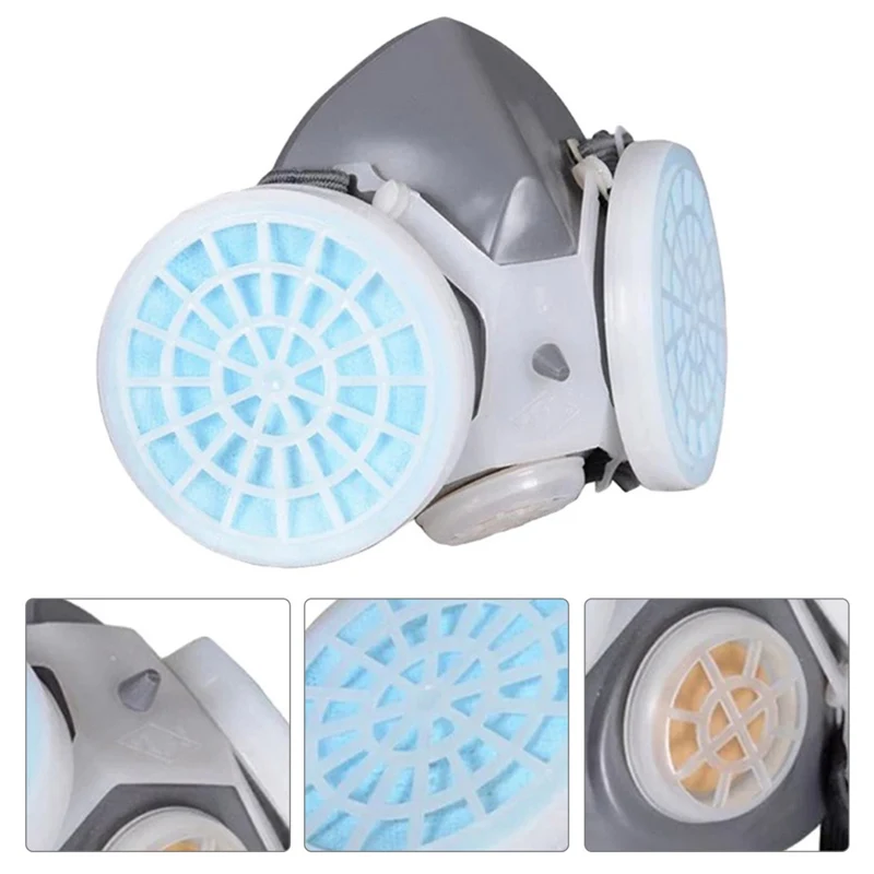 Non-Woven Fabric Dual Respirator Gas Mask Anti-Dust Twin Chemical Spray Paint Workplace Safety Protection Tools Dropship
