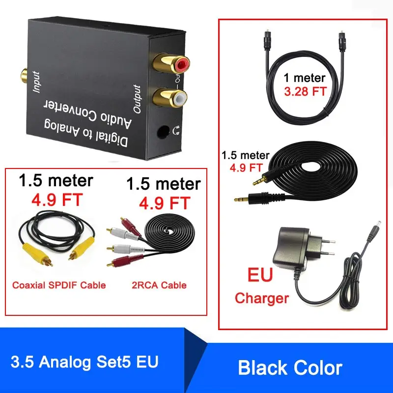 3.5Analog Set 5 EU Цифро-аналоговый преобразователь DAC SPDIF оптический L/R RCA Toslink оптический до 3,5 мм аудио адаптер для PS3 4 HD DVD Amps Apple tv - Цвет: 3.5Analog Set 5 EU