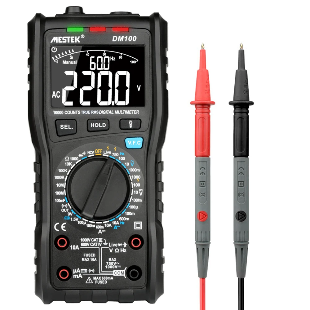 Battery not included Resistance Current Capacitance Continuity Digital Multimeter,DM91A 9999 Multimeter Digital Automatic Intelligent Multimeter,Measures Voltage Frequency; Tests Diodes 