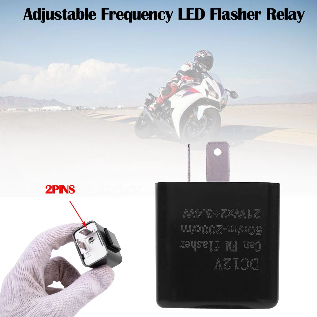 12V 2 Pin Adjustable Frequency LED Flasher Relay Motorcycle Turn Signal