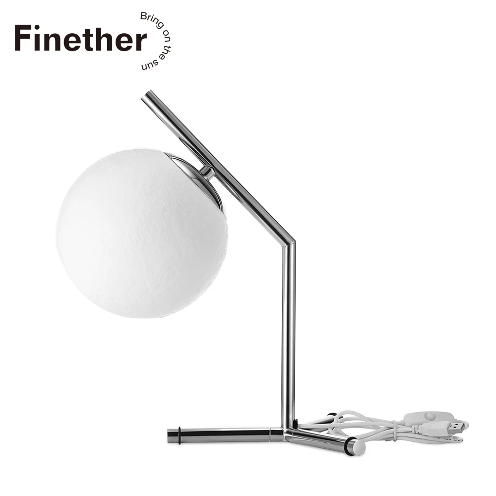 3D Printing Moon Night Lamp Table Lamp Desktop Light for Bedroom Study Home Deco 3W USB Nordic Style Moontop Bedside Lighting