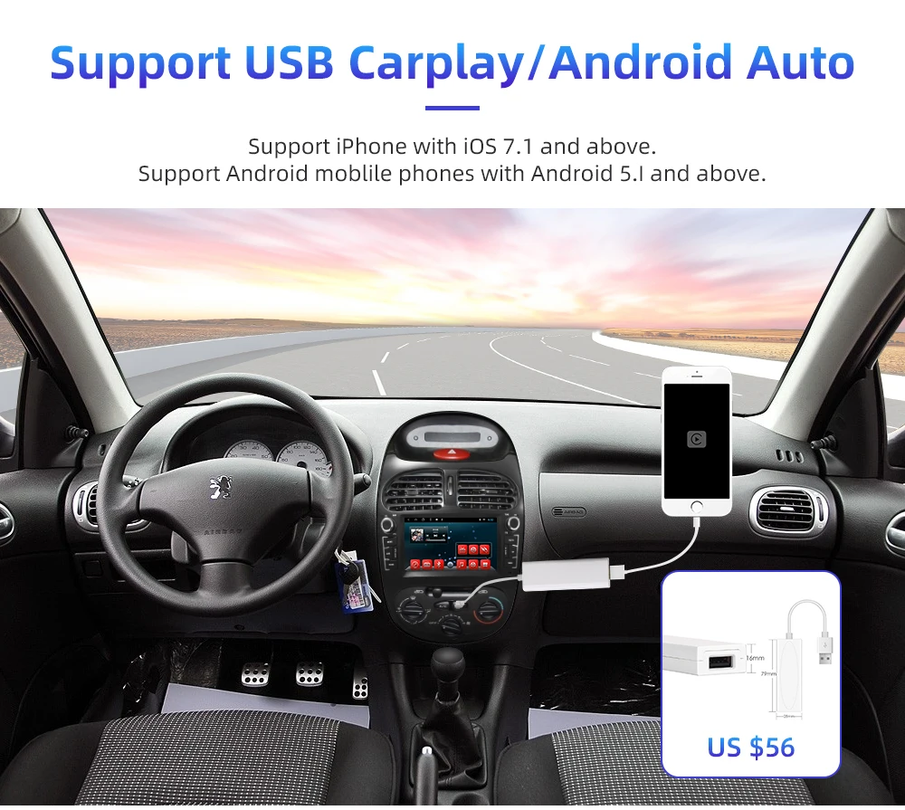 YAZH Android 9,0 Восьмиядерный gps Навигация dvd cd плеер для peugeot 206 FM радио 2002 2003 2004 2005 2006 2007 2008 стерео