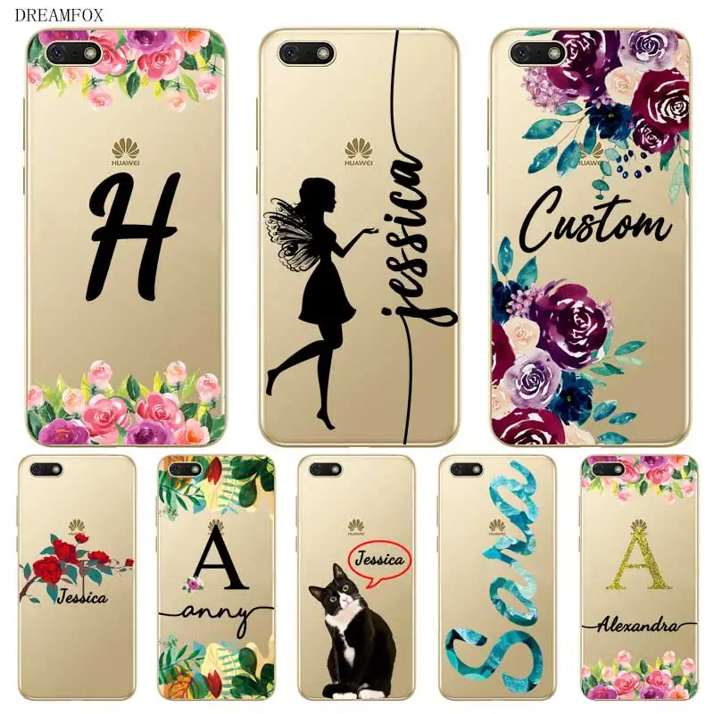 

Flower Gift Custom Name DIY Clear Soft Silicone Case Cover For Huawei Mate 8 9 10 20 30 Lite Pro Coque Capa