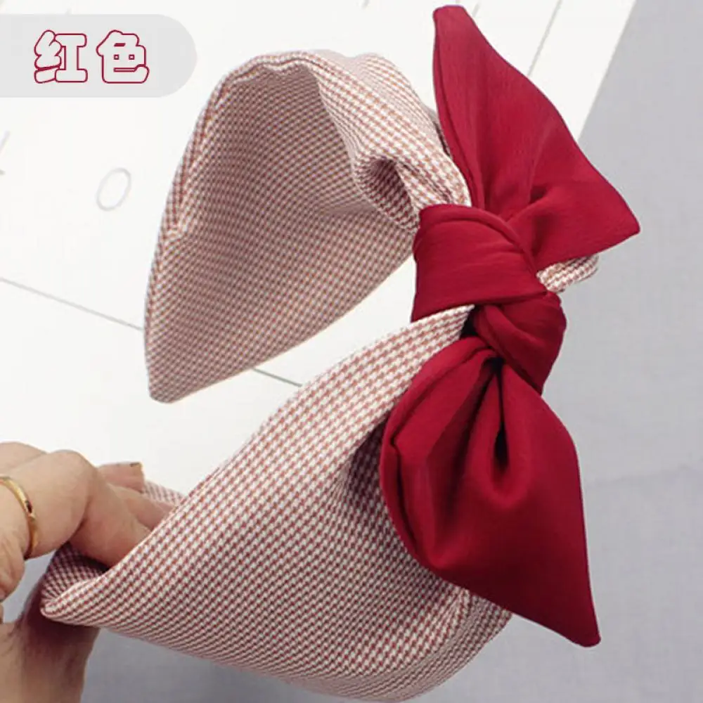 New Thousand Bird Checked Cloth Art Wide Edge Headband Korean High Class Simple Bowknot LadyHair Ornaments | Украшения и