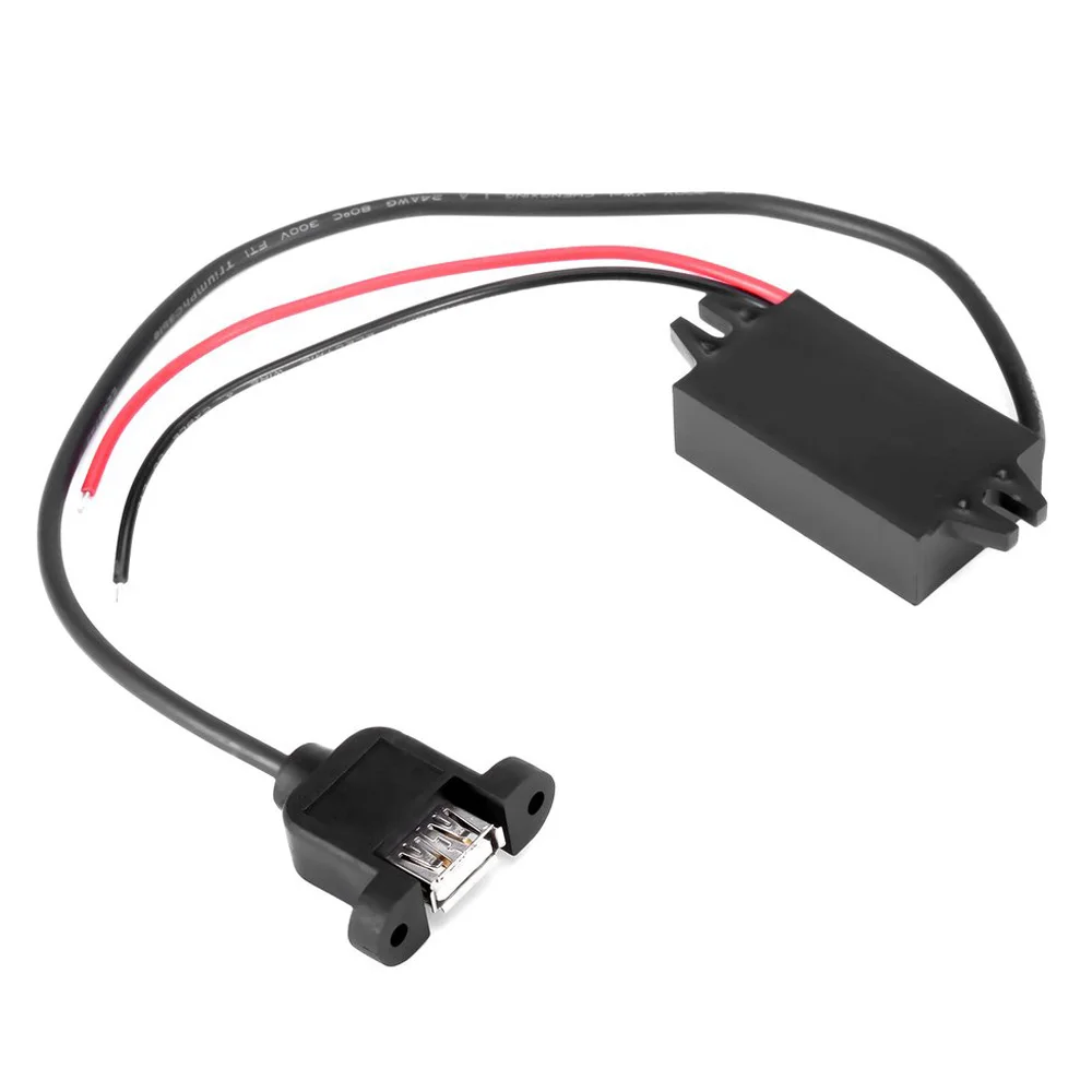 USB DC-DC автомобиля Зарядное устройство преобразователя постоянного тока 12 В до 5 В пост 3A 15 Вт Мощность адаптер Черный