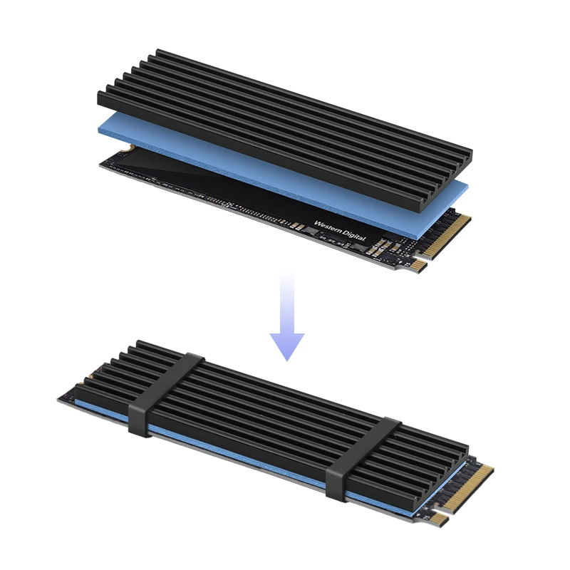 Aluminum Heatsink Radiator 2Pcs M.2 SSD Heat Sink NVME NGFF M.2 2280 Solid State Hard Disk Aluminum Heatsink Cooler Radiator Thermal Cooling Pad For PC
