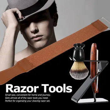 

Pro 4 in 1 Straight Razor + Shaving Brush + Brush Stand Holder + Leather Strop Strap Man's Shaving Brush Set Razor Tools Kit