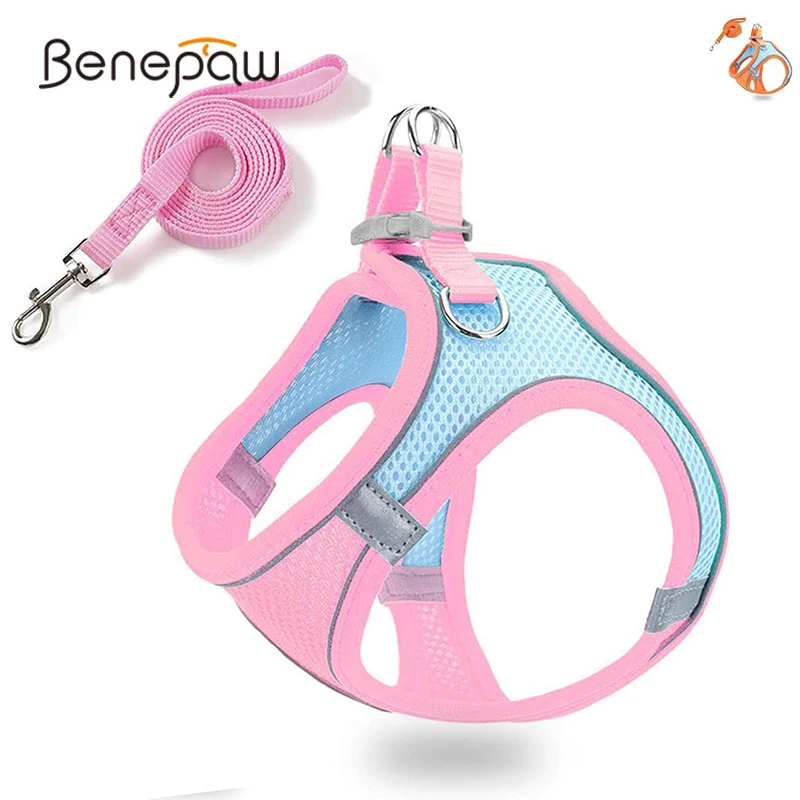 

Воздухопроницаемый поводок для маленькой собаки Benepaw, удобный светоотражающий Прочный спасательный жилет из сетчатой ткани без тяги для щенка