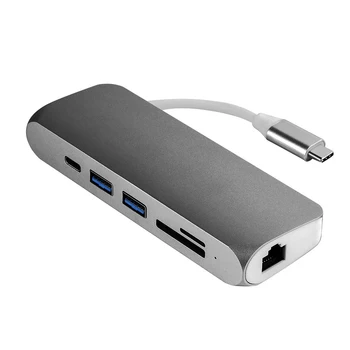 

USB Docking Station 7 in 1 Type-C to Docking Station USB 3.0 TF PD Charger Hub Adapter Fast Charger Dock Station