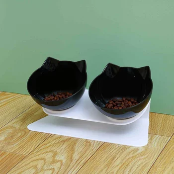 

Double Cat Bowl Dog Bowl With Non-slip Stand 15 degrees Slope Angle For Pet Feeding Cats Water Bowl large quantity Low price