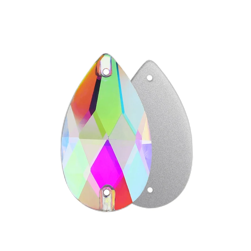 모든 크기 눈물 방울 라인석 클리어 크리스탈 AB 플랫백 라인석 배 모양 바느질 돌, 웨딩 드레스 Cothing