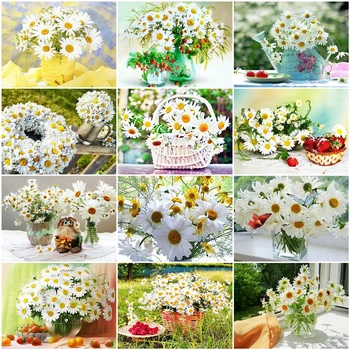 

AZQSD Paint By Number Canvas Painting Kits Flower DIY Unframe Acrylic Paint Coloring By Numbers Vase Handpainted Gift