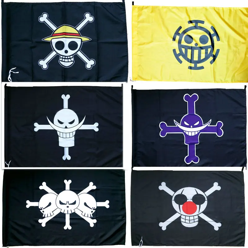 One Piece Flag Banner Straw Hat Pirate Trumpet Banner Flag Home Decor Polyester Banner 96x65cm Flags Banners Accessories Aliexpress