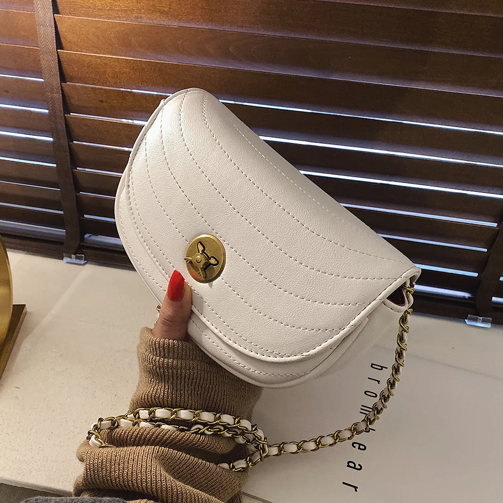 

Graceful Chain Small Bag WOMEN'S Bag New Style 2020 Fashion Solid Color Simple Shoulder Bag Western Style Versatile Shoulder Bag