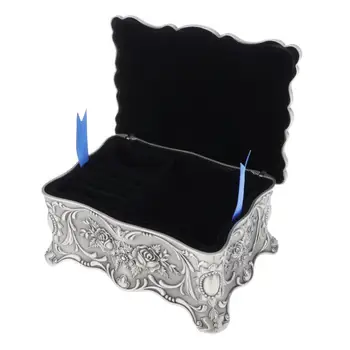 

Classic Vintage Style Antique Tin Rectangle Jewelry Box Storage Ring Case