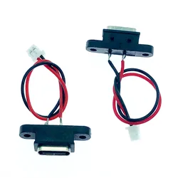 Type-C waterproof mother seat 2pin welding wire type all plastic column waterproof socket with double ears ipx8