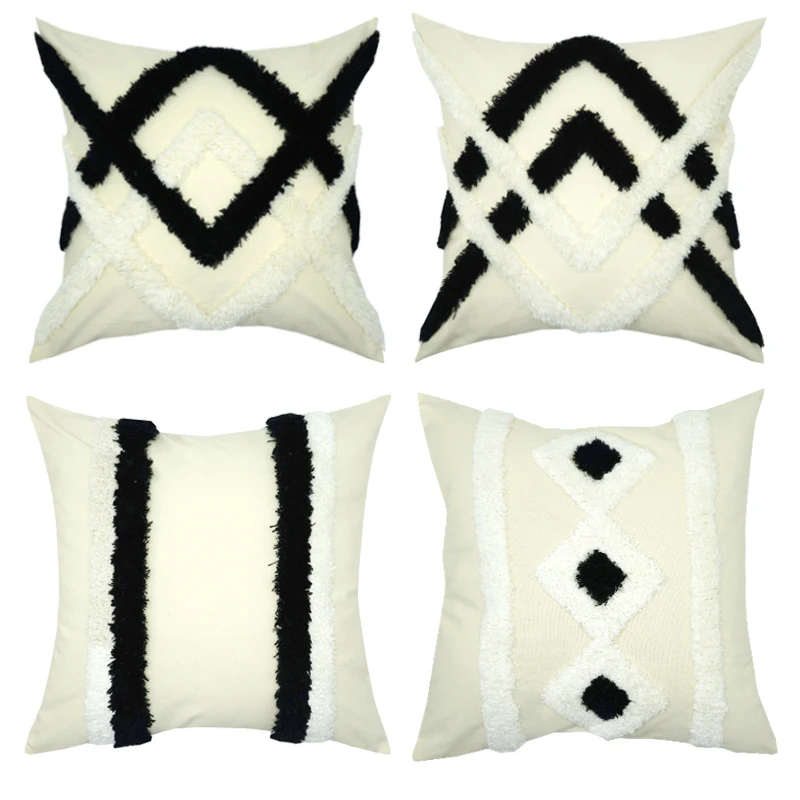Boho тканые хлопковые декоративные поясничные наволочки для подушки простой