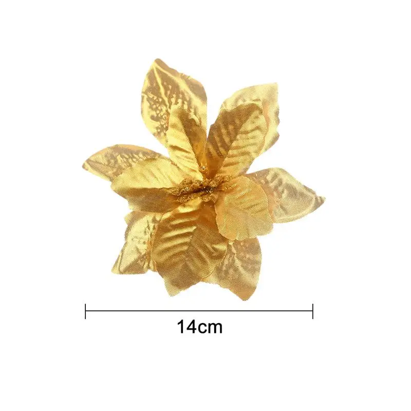 20 шт. модные искусственные цветы для украшения блестки Poinsettia поддельные цветы DIY домашние свадебные декорации цветок голова Рождество