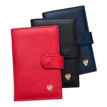 Sac à main motif Litchi russe unisexe, couverture de passeport, de permis de conduire, de permis de conduire, de carte de crédit, porte-monnaie
