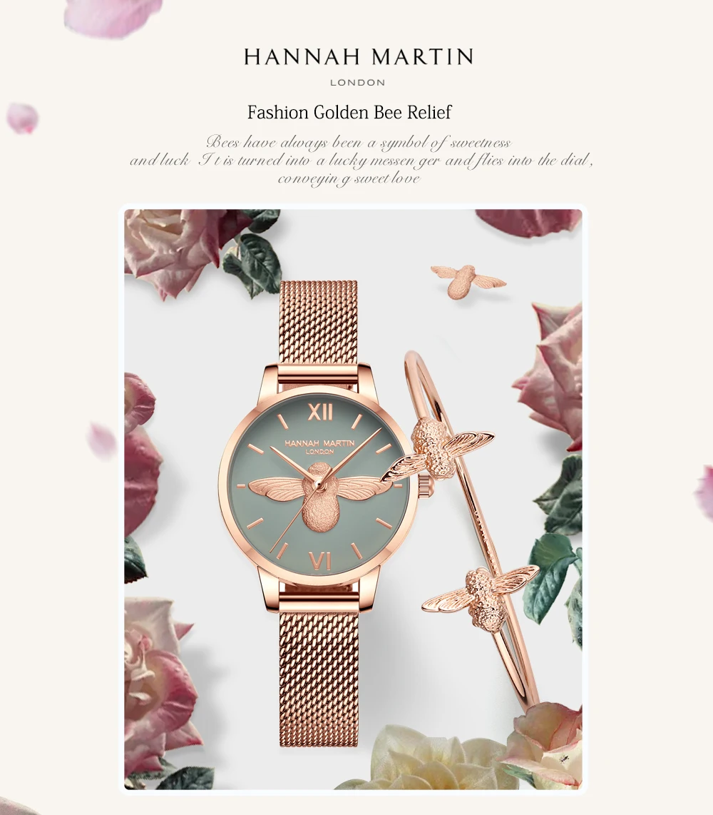 HM наручные часы с сеткой из нержавеющей стали топ бренд класса люкс Япония кварцевый механизм розовое золото дизайнерские элегантные стильные часы для женщин