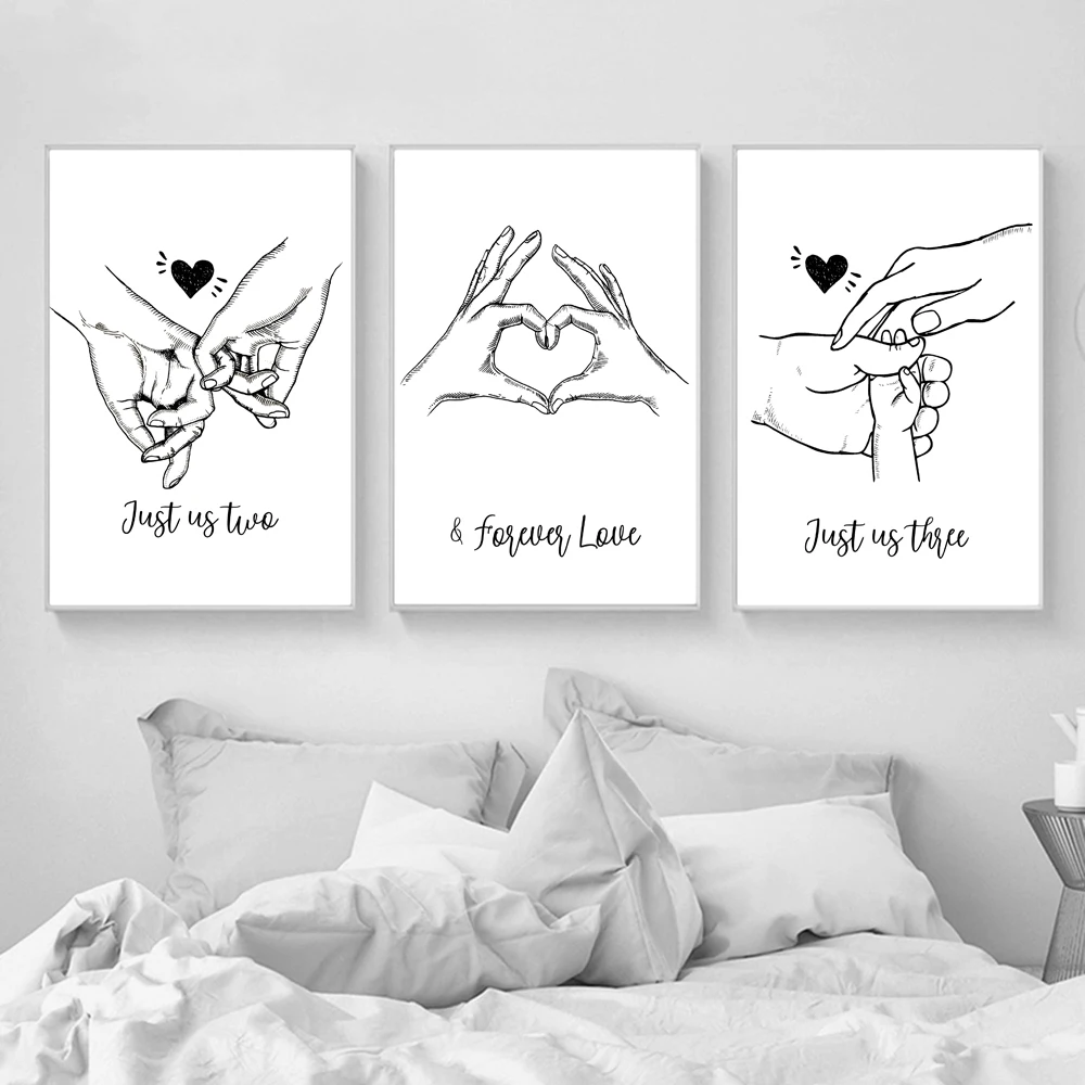 

love Hand Family Art Line Drawing Posters Abstract Kiss Minimalist Wall Art Canvas Print Painting Modern Decorative Pictures