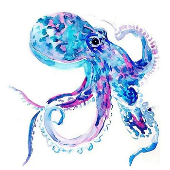 

Diamond Painting Stitch Diamond Embroidery Round Decor"Art Blue Color Octopus Animals"Sticker Picture Decoration