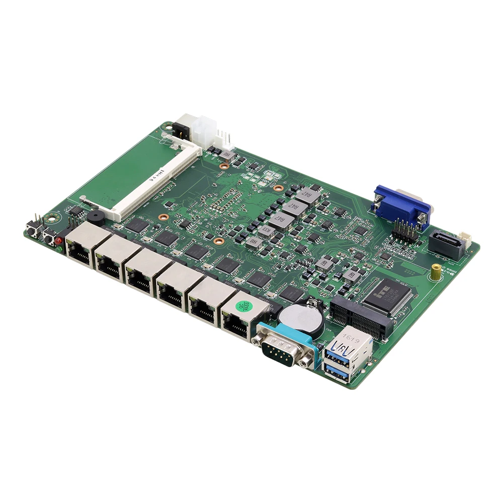 

Intel Celeron 3855U Embedded Mainboard 6 LAN Intel 211AT NIC VGA RS232 2*USB3.0 DDR3L mSATA SATA for Pfsense Firewall AES-NI