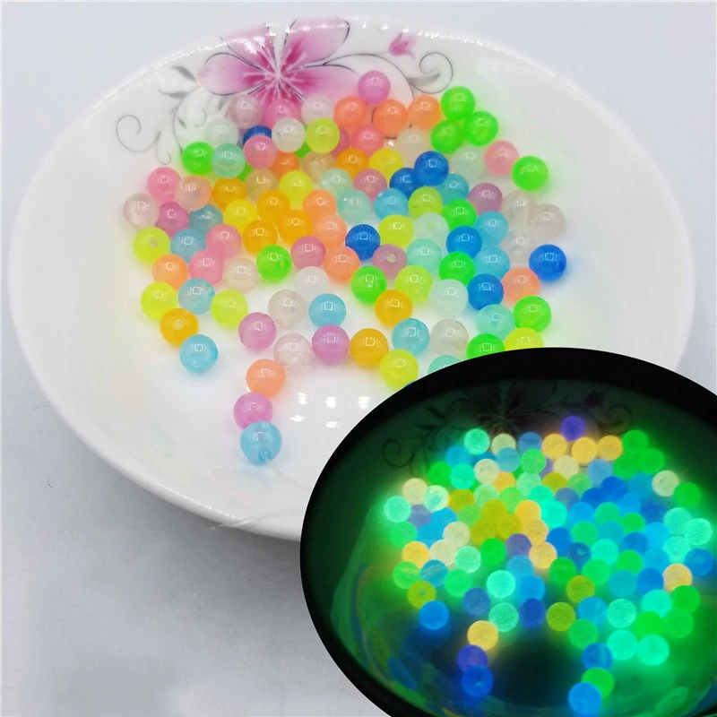 

200Pcs 6-12mm Luminous Acrylic Beads Glow In The Dark Spacer Beads For Jewellery Marking DIY Necklace Bracelet Accessories