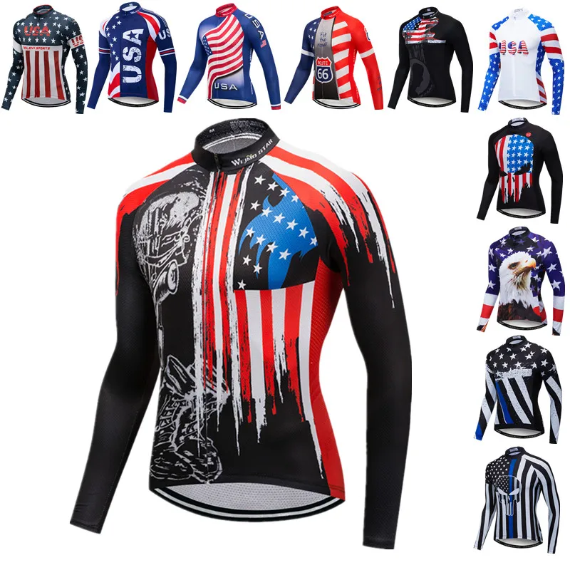 

Weimostar Autumn Cycling Jersey Men Long Sleeve USA Team Sports Bicycle Cycling Clothing Spring MTB Bike Jersey Top Cycle Shirt