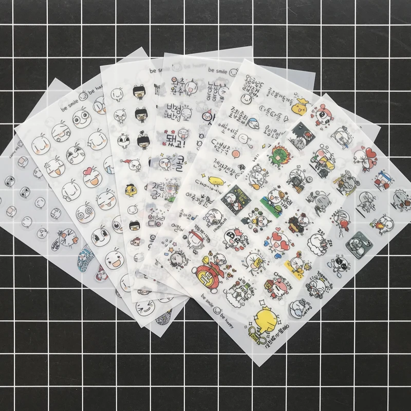 

6Sheets/Pack Cute Be Happy Series Cartoon Smile Face Stickers Album Notebook Letter Adhesive Sticker Stationery Kids Gift