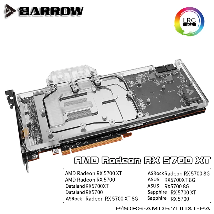 Колючий водяной блок для AMD Radeon RX 5700 / 5700XT GPU Card/полноэкранный медный радиаторный