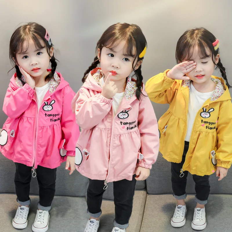 

Childrenswear 2019 Fashion Autumn Clothing Children Baby Long Ear Rabbit Trench Coat Childrenswear Cartoon Cute Coat