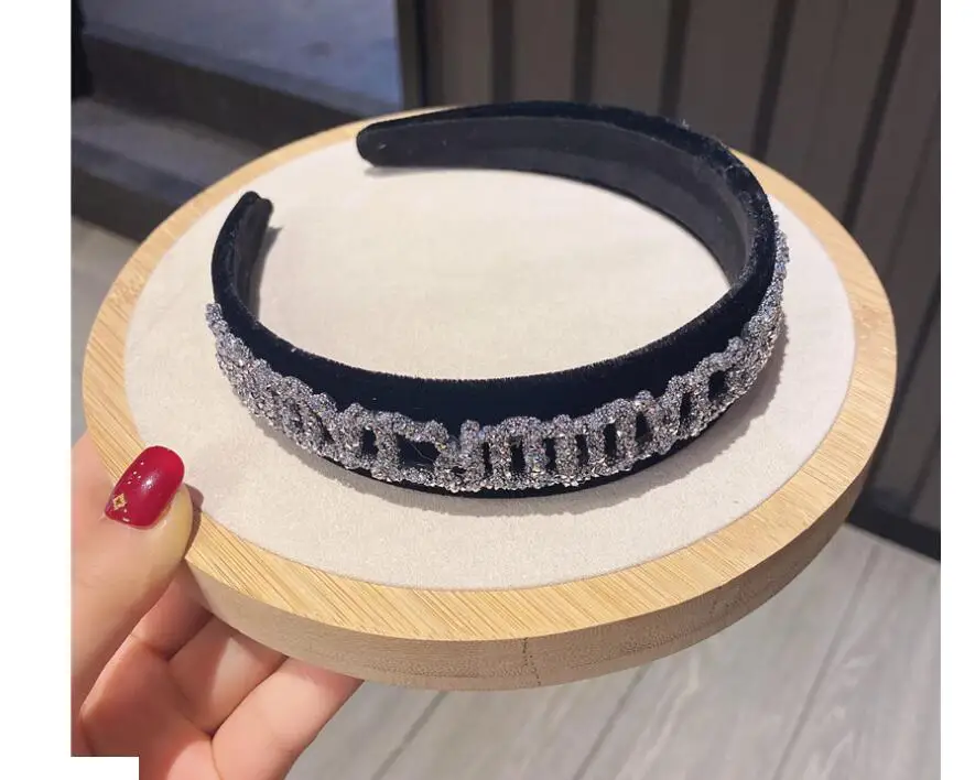 Женский ободок haidbands, Женский ободок с широкими краями из золотого бархата, нескользящий аксессуар для волос со стразами