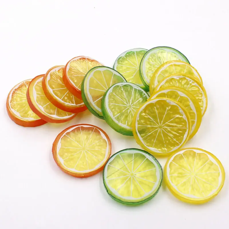 10pcs Fake Lemon Slice Foam Artificial Fruit Simulation Lifelike Home Decoration