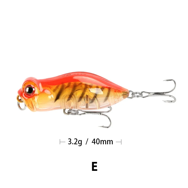 4 см 3,2 г 10 цветов плавающая мини бионическая Поппер приманка тройные Крючки 3D глаза искусственная жесткая приманка Рыбная приманка вобблер - Цвет: E