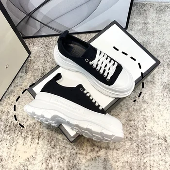 

Spring sneakers thick-soled canvas shoes women increase wild waterproof platform muffin lace casual sports shoes women ZP-05