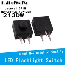 Interrupteur bouton pour lampe de poche, 20 pièces, YT 213WD 213WD, latéral, 3 broches, 12x12mm, autobloquant, non OFF, 2 ouvert, 1 fermé, 30V 1a