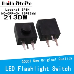 20 pces interruptor de botão de lanterna YT 213WD 213wd lateral 3 pinos pés 12*12mm interruptor de travamento automático sem desligar 2 aberto 1 fechar 30v 1a
