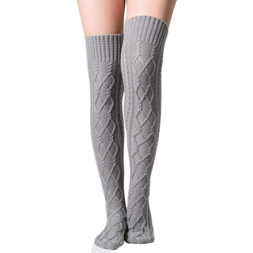 Women Knitted High Boot Socks Long Over Knee Winter Stockings Leg Warmers socks& hosiery knee socks