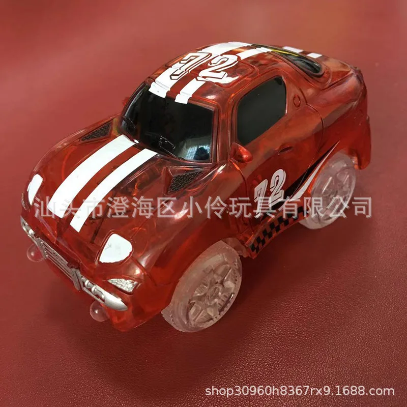 

Transparent Night Light Electric Camera Track Toy Car 4 PCs LED Colorful Light Assembled Rail Accessories Race Car