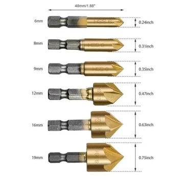 

6Pcs 1/4 6mm-19mm HSS Hex Shank Screwdriver Drill Bits Set Working Tool