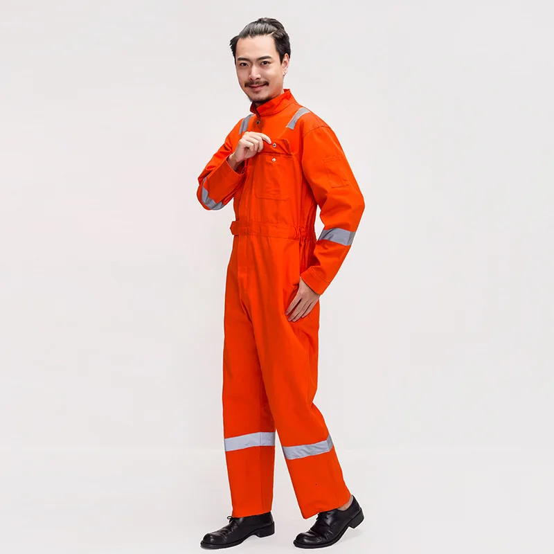 Men Cotton Work Protective Coveralls Reflective Strip Jumpsuit Factory Labor Overalls Multi-pocket Worker Repairman Uniforms 007