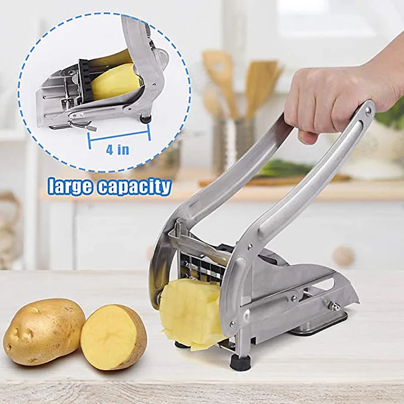 Jytue French Fry Cutter Multifunction Potato Slicer Vegetable Fruit Chopper  With 2 Stainless Steel Blades For French Fries Chips Maker Potato Slicer