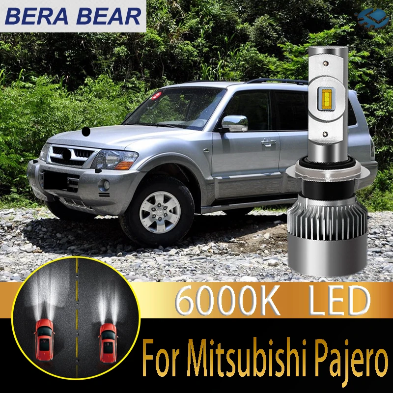 Автомобильный головной светильник BERA BEAR, светодиодный светильник для Mitsubishi Pajero Montero, светодиодный автомобильный светильник 6000 K, лм, белый светильник, автомобильный головной светильник 2X
