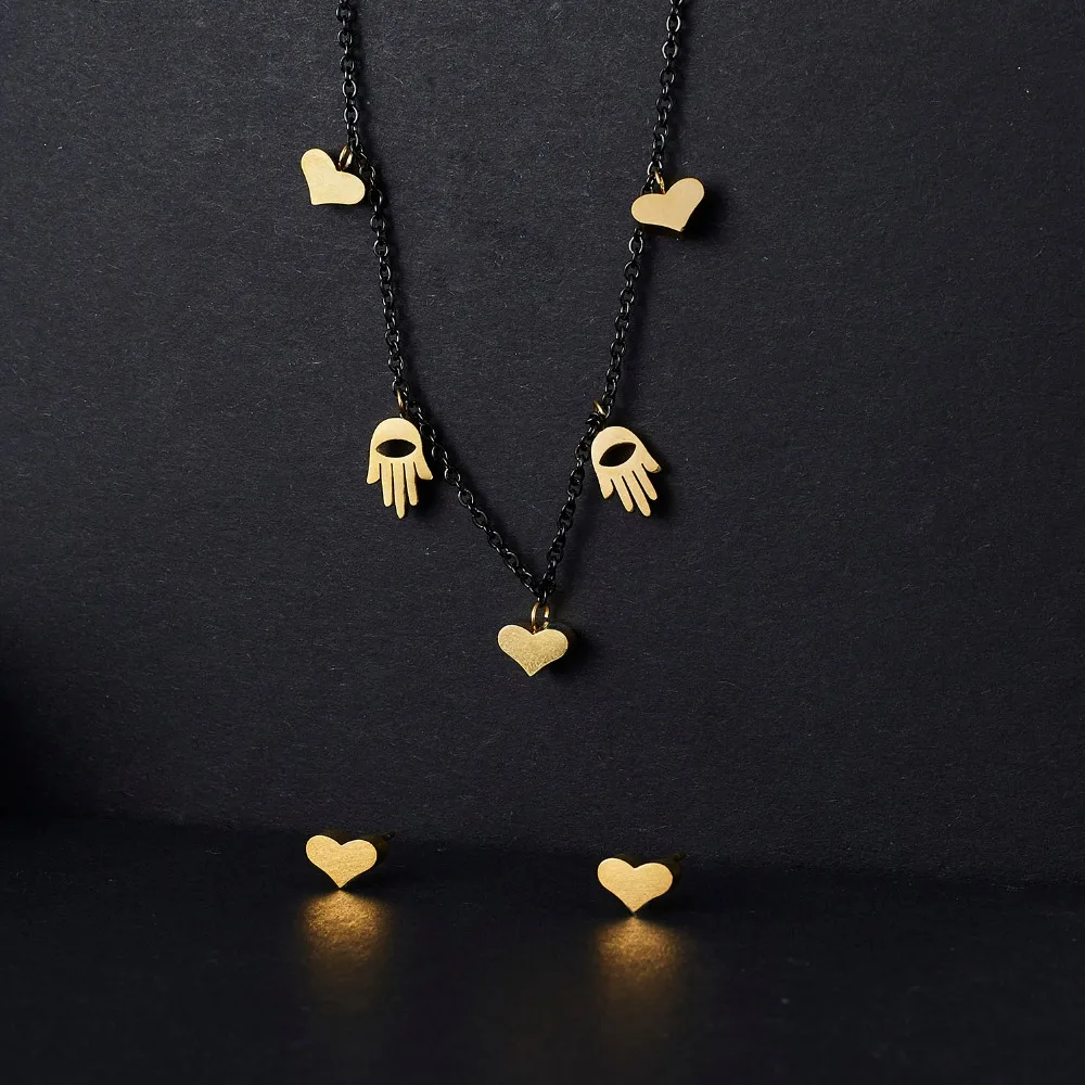 Ювелирные наборы подарок для женщин 3 цвета полые Кот пчела бесконечное 8 крест сердце кулон ожерелье серьги набор наборы из нержавеющей стали